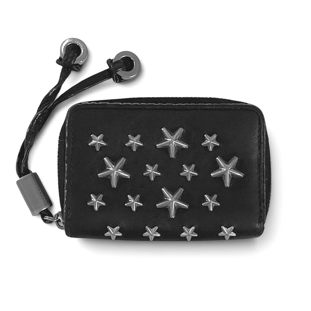 Jimmy Choo Leather Studded Zip Around Card Holder